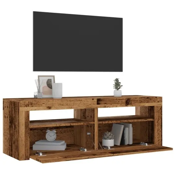 Tani Szafka pod TV z oświetleniem LED, stare drewno, 120x35x40 cm Lumarko! - Hurtownia wielobranżowa Lumarko